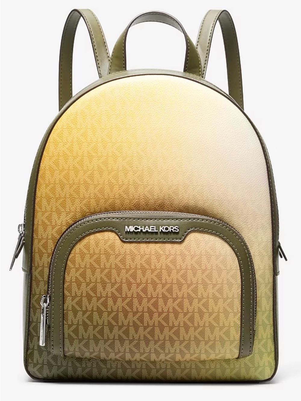 Michael Kors Olive to Gold Gradient MK Logo Backpack - Picture 2 of 6